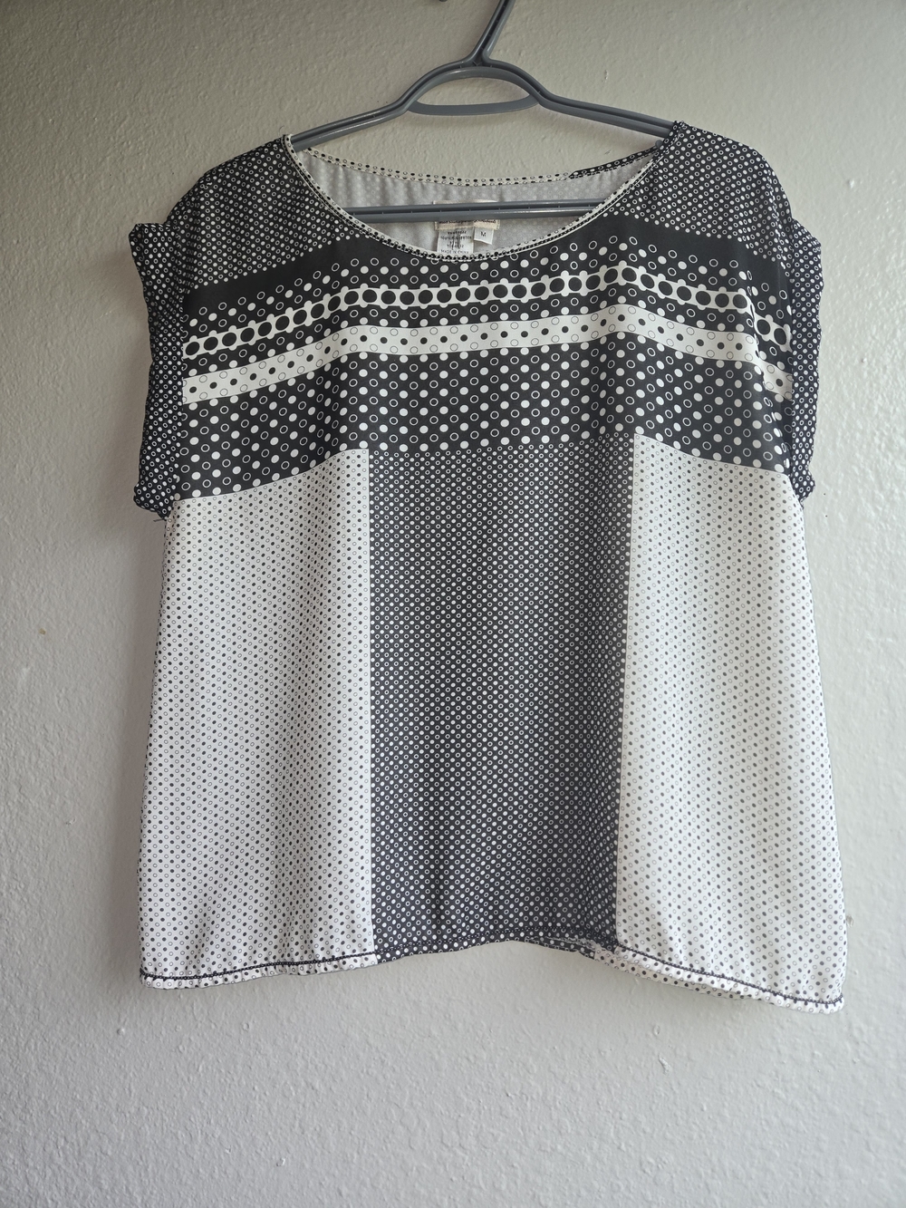M.S.S.P. Max Studio Black & White Polka Dot Blouse Sleeveless Top Size M Elegant